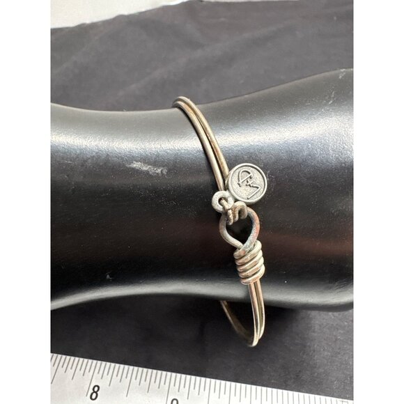 Silver-Tone Hamsa Hand Bangle Bracelet By L+D - Picture 2 of 7